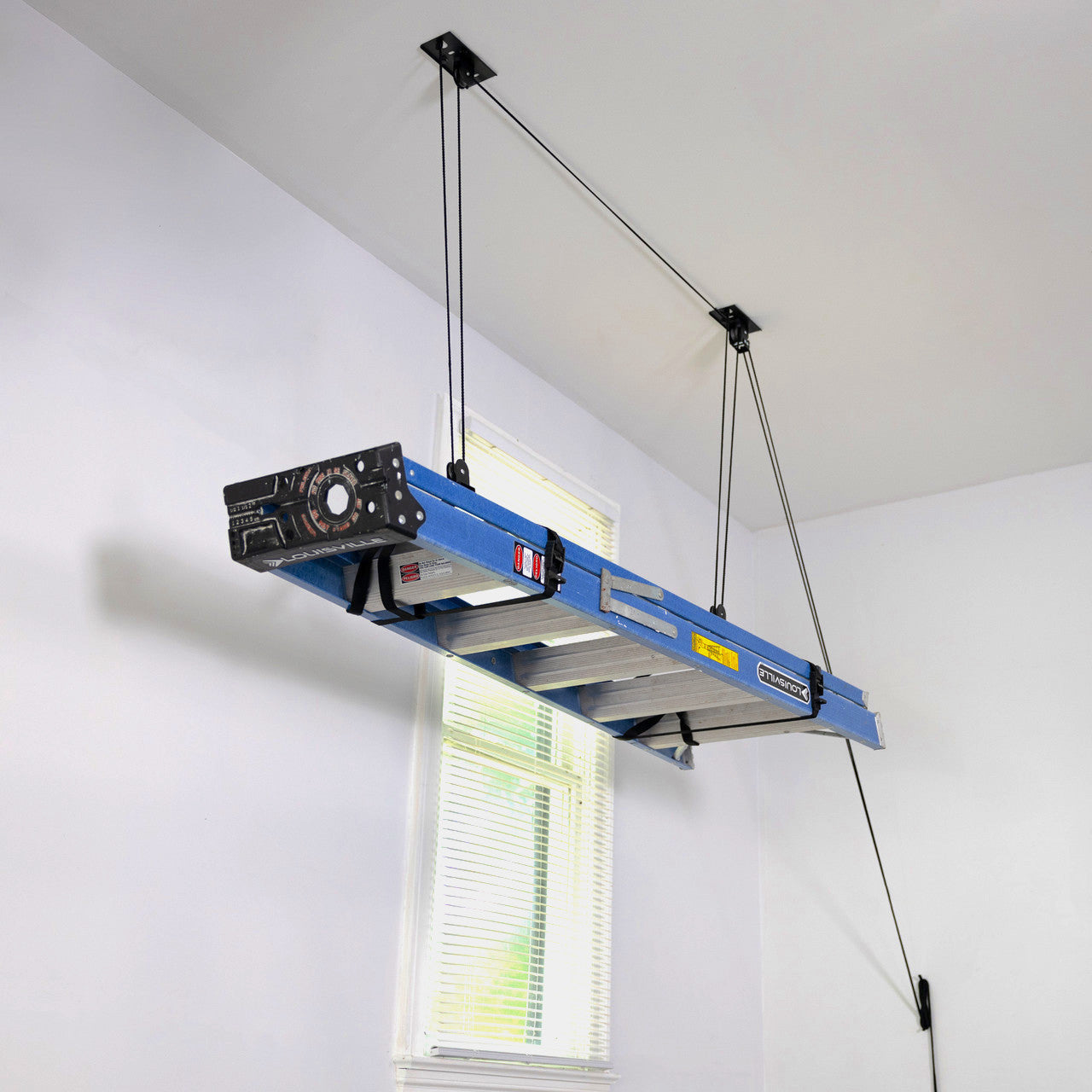 Essential Ladder Garage Ceiling Storage Hoist | Holds up to 150 lbs | 14' Lift