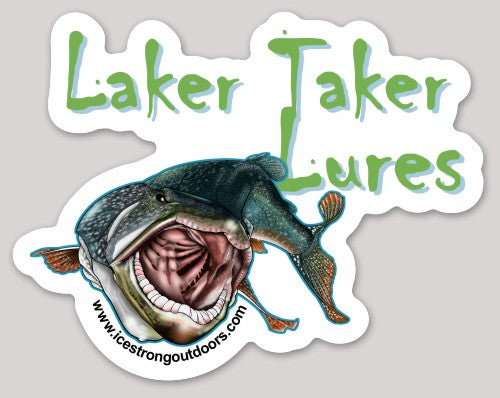 Ice Strong Outdoors - Laker Taker Lures Die Cut Sticker 5.13" x 4"