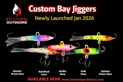 Ice Strong Outdoors - Glow Custom Bay Jiggers -  3/8 oz and 1/2 oz