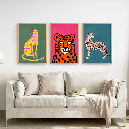 Cheetah Cat Prints Colorful Wall Art Decor