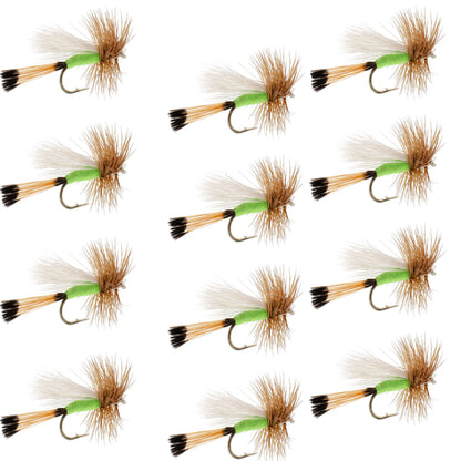 Lime Trude Classic Hair Wing Dry Fly - 12 Flies Hook Size 18