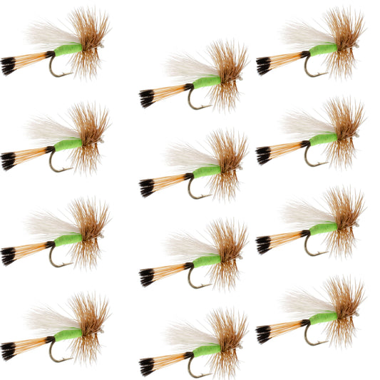 Lime Trude Classic Hair Wing Dry Fly - 12 Flies Hook Size 18