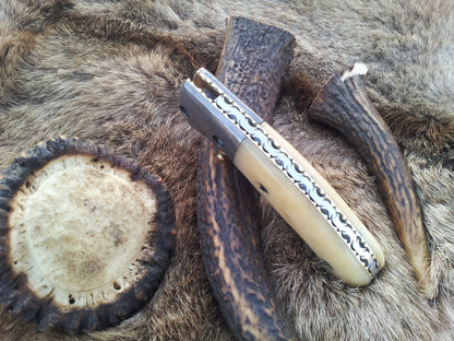 Everyday Carry Damascus Steel Folding Pocket Knife with Bone Handle – The BoneCraft