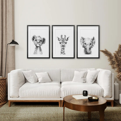 Black and White Jungle Animal Baby Room Decor