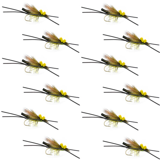 Long Tail Skwala Stone - Squalla Stonefly Dry Fly - 12 Flies Hook Size 10