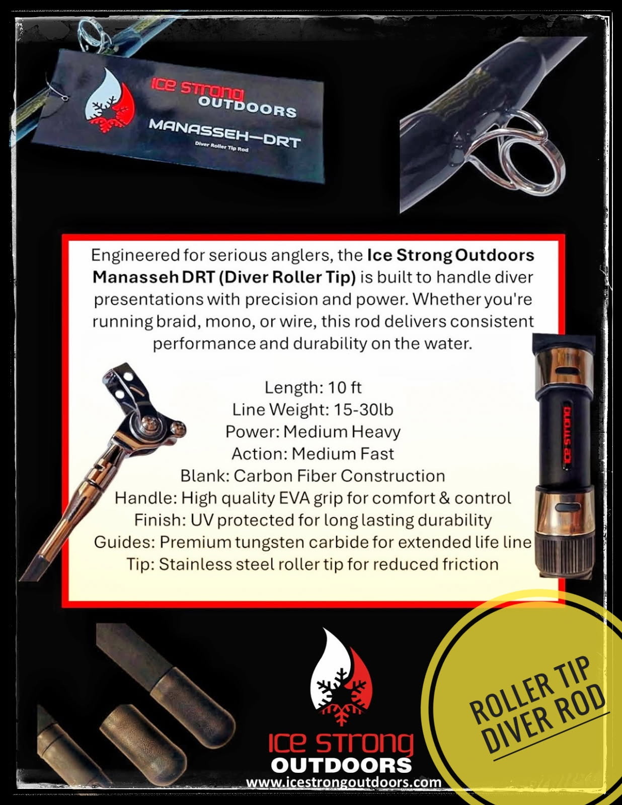 Ice Strong Outdoors - Manasseh -Diver Rods Roller Tip / Regular Tip