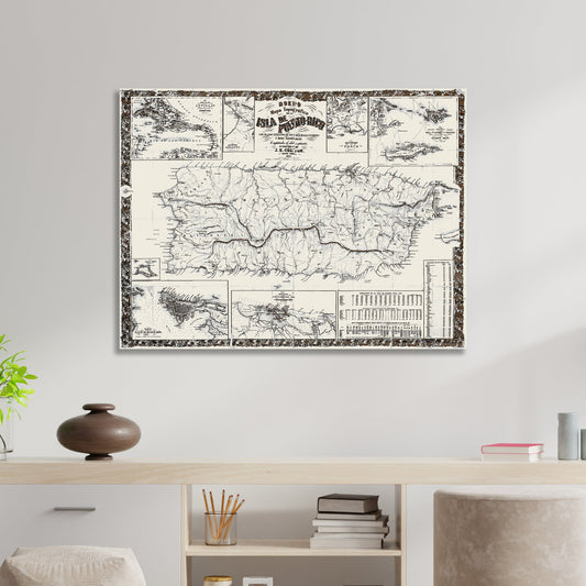1863 Mapa Topografico De La Puerto Rico