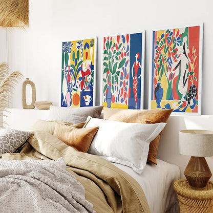 Modern Colorful Floral Matisse Wall Art Set