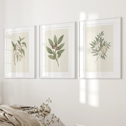 Vintage Neutral Botanical Gallery Wall Print Set
