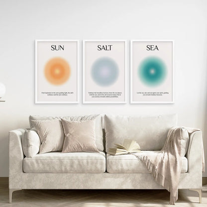 Sun Salt and Sea Aura Posters Wall Decor Set