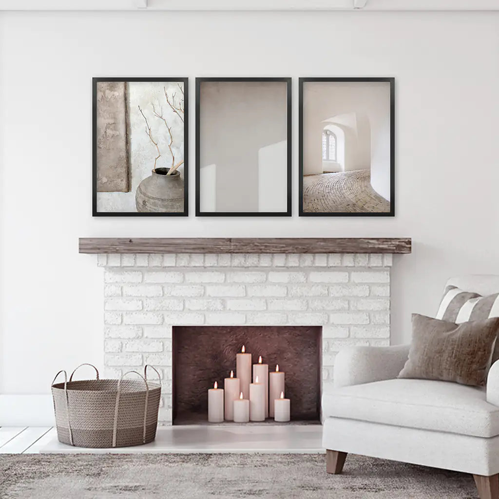 Minimalist Beige Modern Architectural Set of 3 Prints