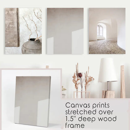 Minimalist Beige Modern Architectural Set of 3 Prints