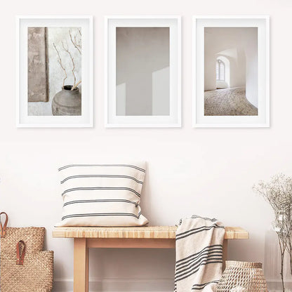 Minimalist Beige Modern Architectural Set of 3 Prints