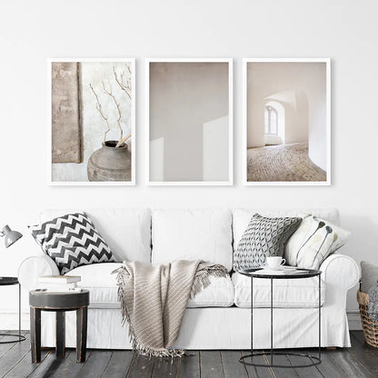 Minimalist Beige Modern Architectural Set of 3 Prints