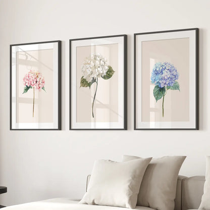 Minimalist Botanical Hydrangea Art Poster Decor