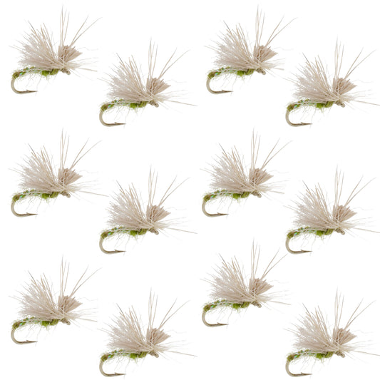 Olive Missing Link Caddis or Mayfly Flies Hook 12 Flies Size 20