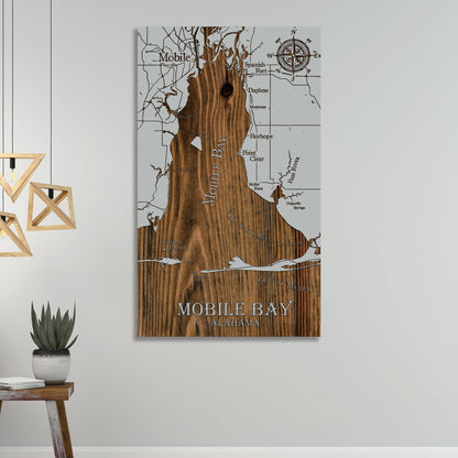 Mobile Bay, Alabama Whimsical Map