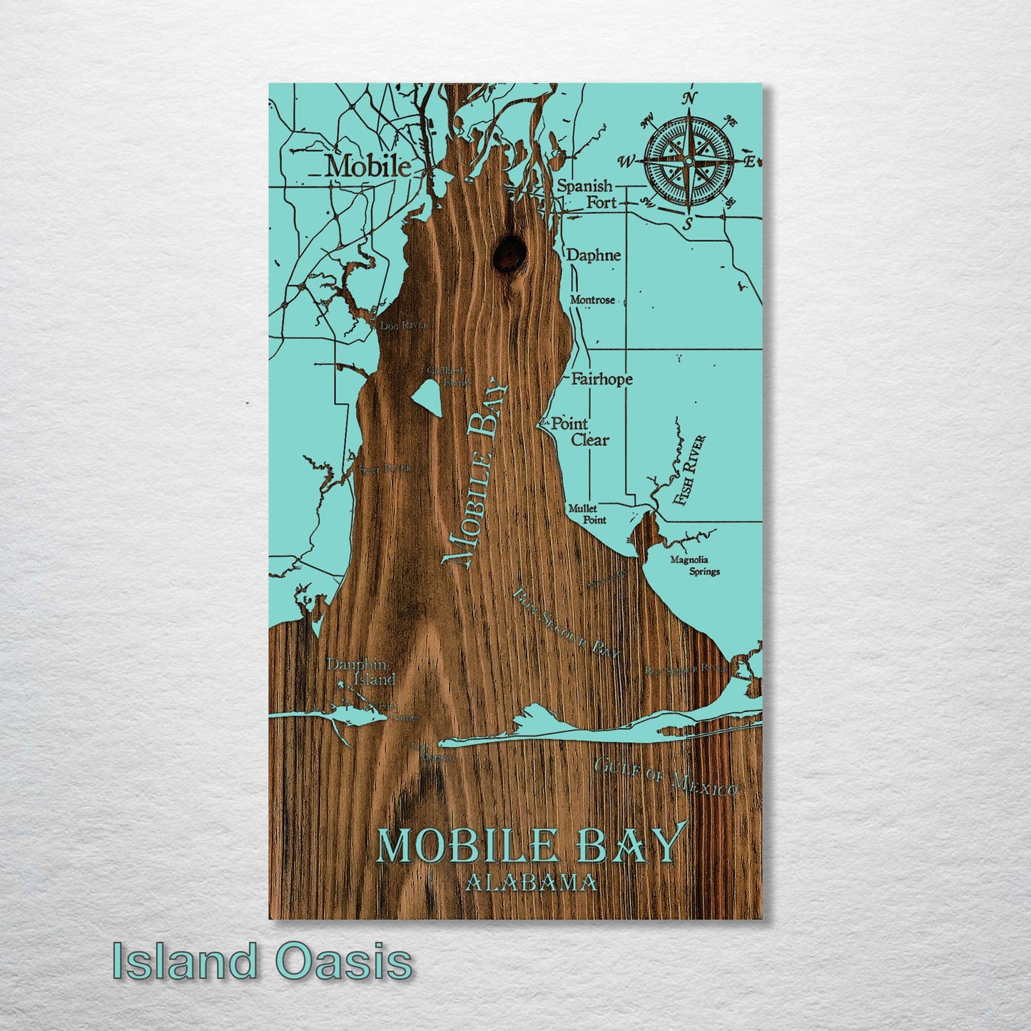 Mobile Bay, Alabama Whimsical Map