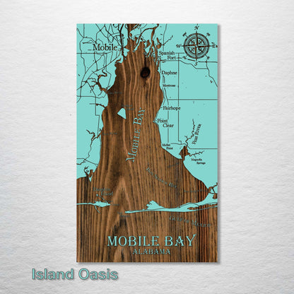 Mobile Bay, Alabama Whimsical Map
