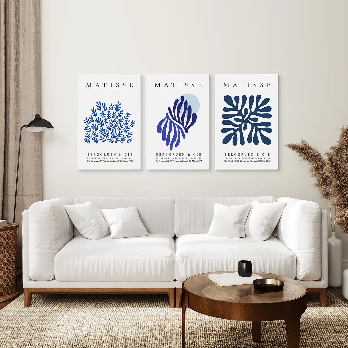 Navy Blue Henri Matisse Cut Outs. Set of 3 Prints