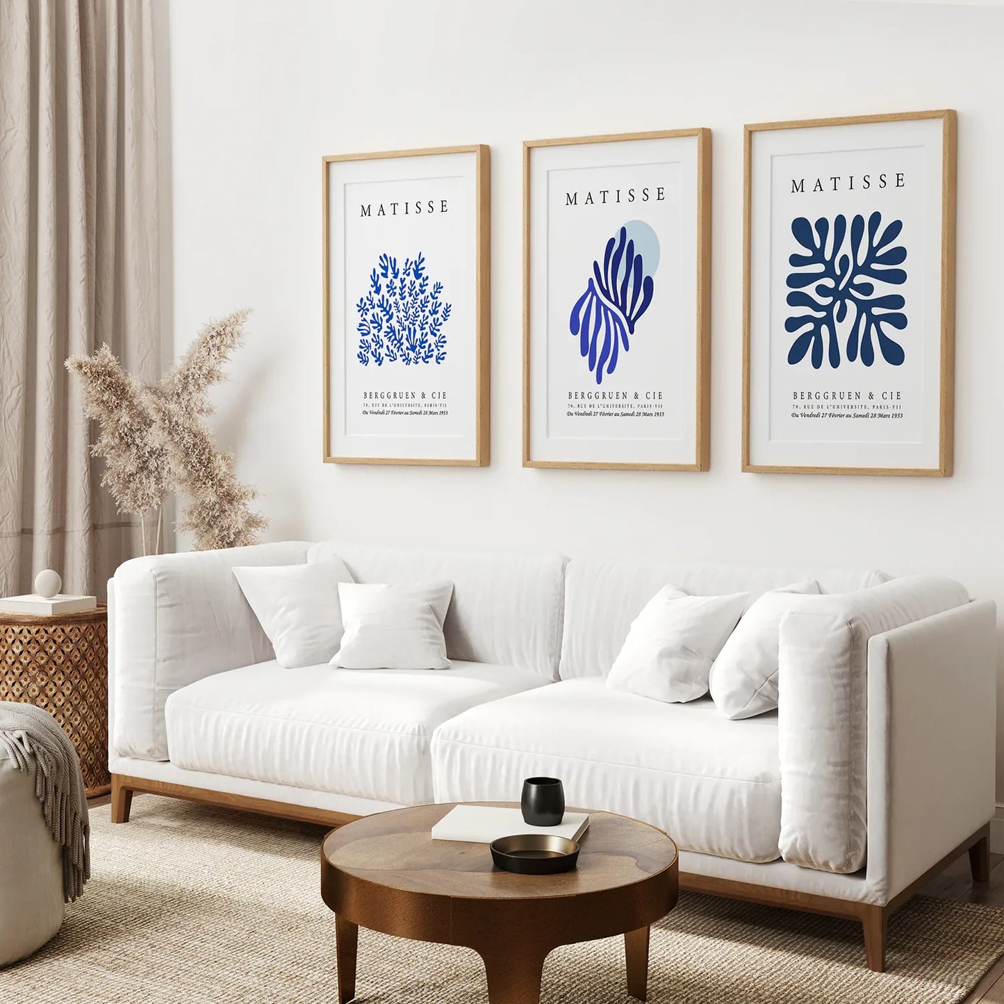 Navy Blue Henri Matisse Cut Outs. Set of 3 Prints