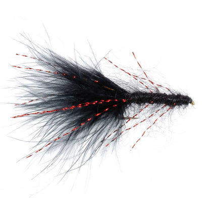 3 Pack Black Red Crystal Mohair Leech Streamer Flies Size 8