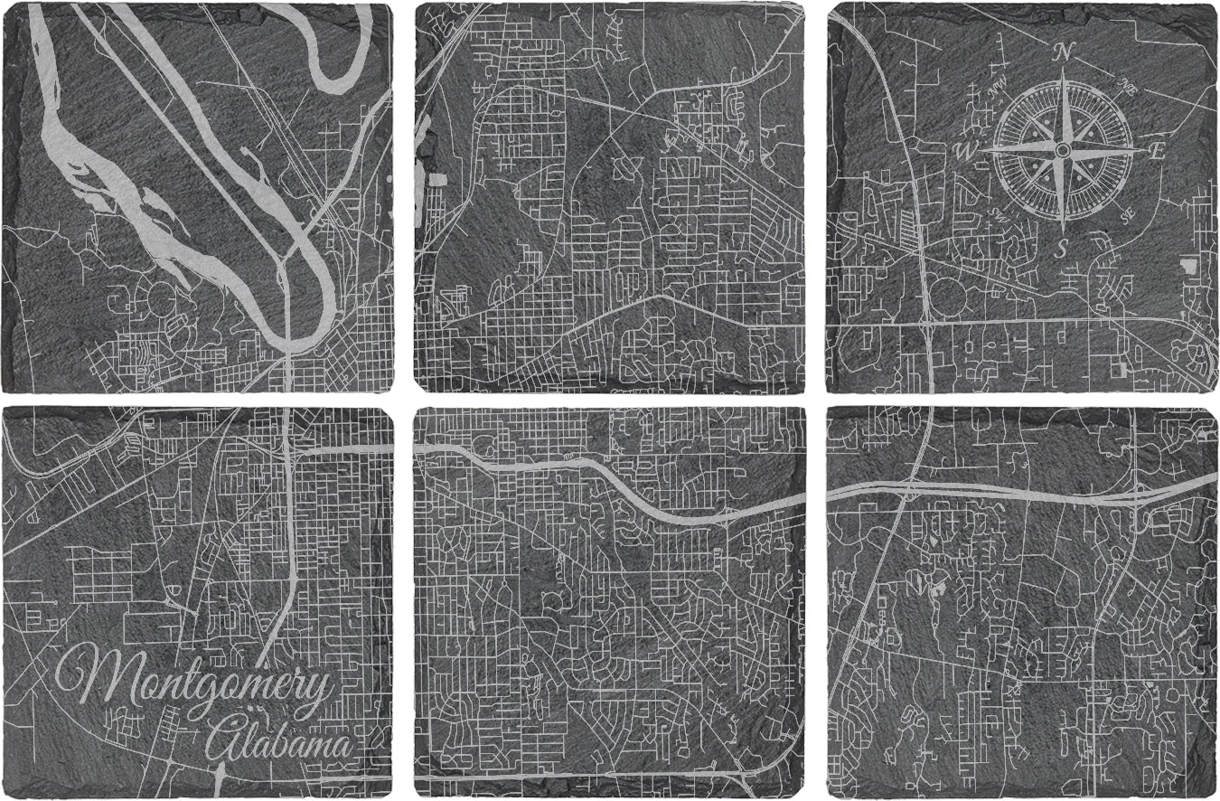 Montgomery, Alabama Square Slate Coaster