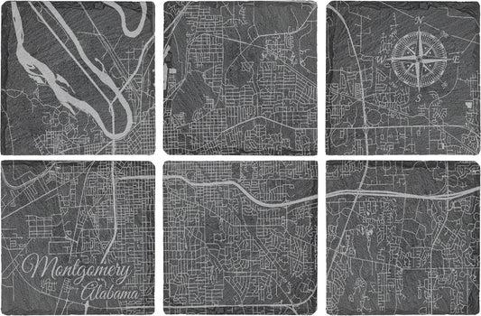 Montgomery, Alabama Square Slate Coaster