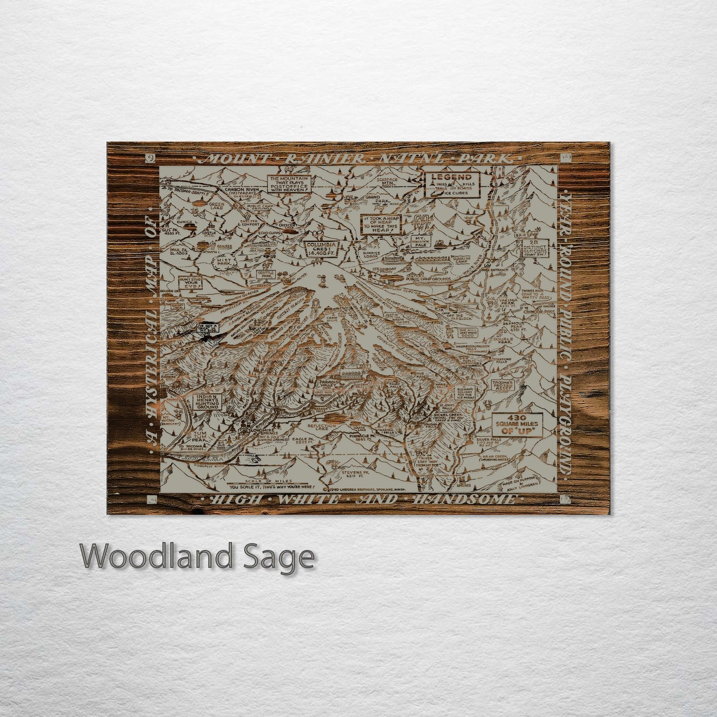 Mount Rainier National Park Hysterical Map