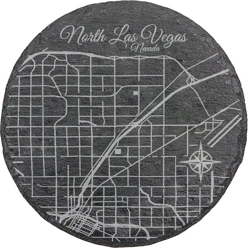North Las Vegas, Nevada Round Slate Coaster