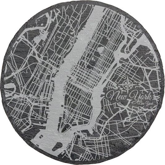 New York City, New York Round Slate Coaster