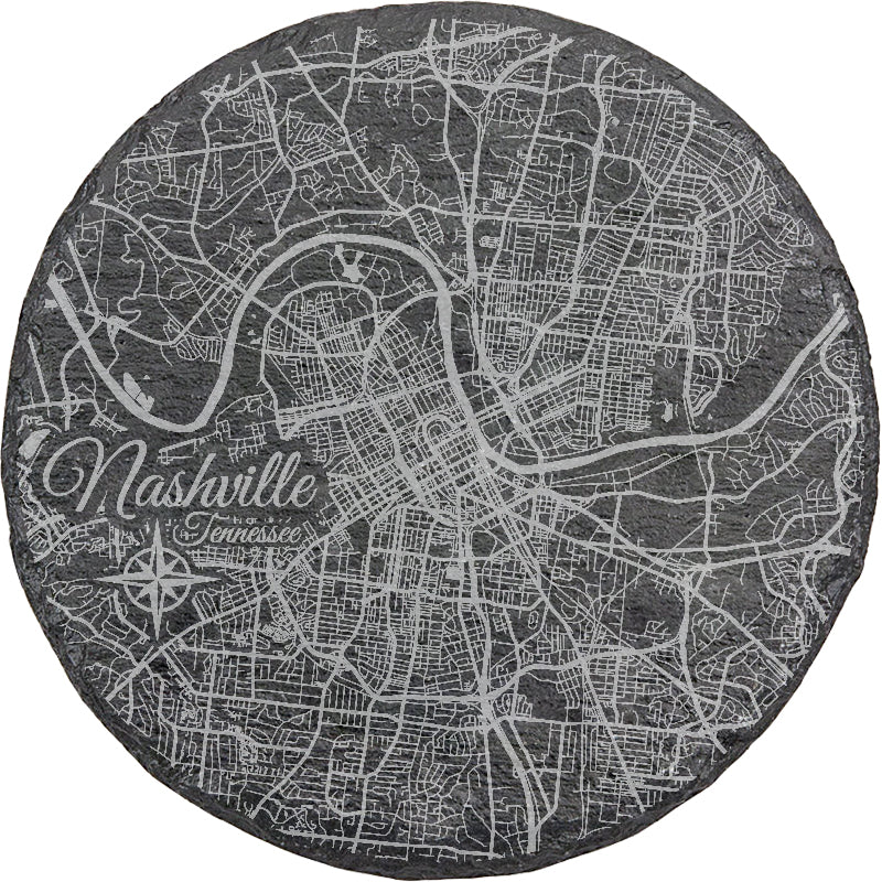 Nashville, Tennessee Round Slate Coaster
