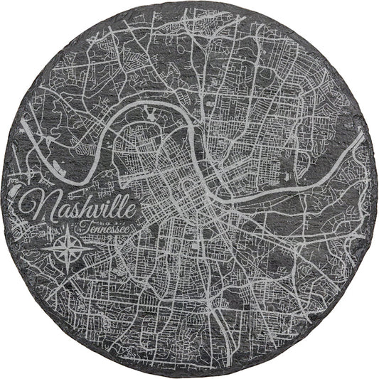 Nashville, Tennessee Round Slate Coaster