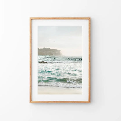 Nautical Coastline Photo. Ocean Waves and Rocks Print