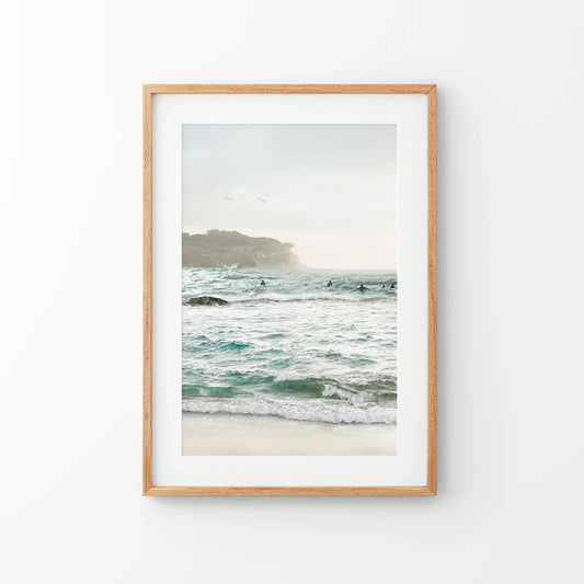 Nautical Coastline Photo. Ocean Waves and Rocks Print