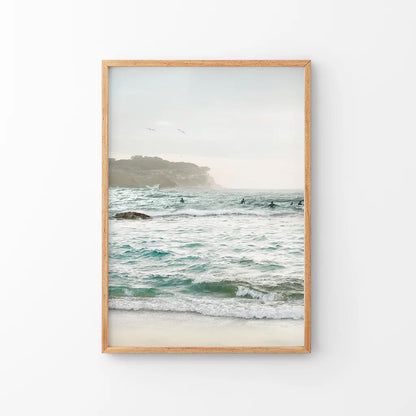 Nautical Coastline Photo. Ocean Waves and Rocks Print