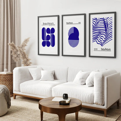 Minimalist Bauhaus Wall Art 3 Piece Print Set