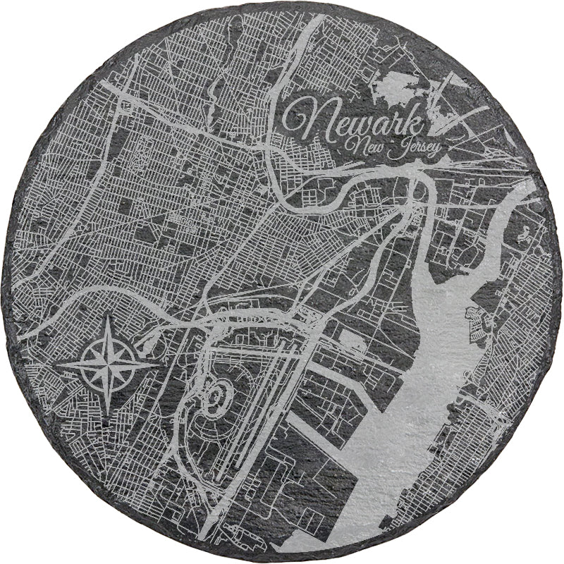 Newark, New Jersey Round Slate Coaster