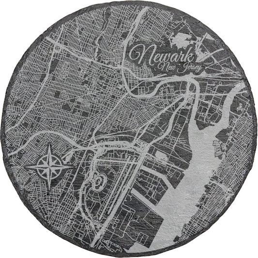 Newark, New Jersey Round Slate Coaster