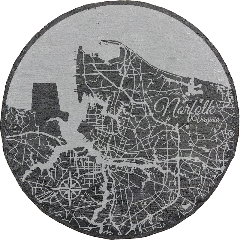 Norfolk, Virginia Round Slate Coaster