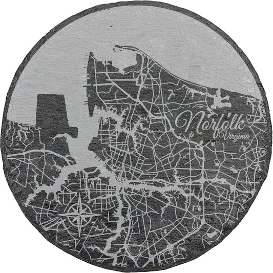 Norfolk, Virginia Round Slate Coaster