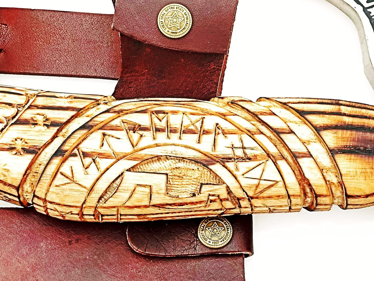 Norse Axe with Custom Handmade Forged 1095 Steel Blade and Hand Engraved Ash Wood Handle – Odin’s Edge