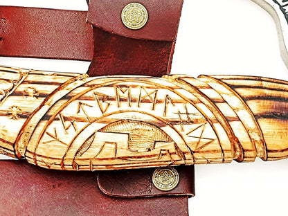 Norse Axe with Custom Handmade Forged 1095 Steel Blade and Hand Engraved Ash Wood Handle – Odin’s Edge