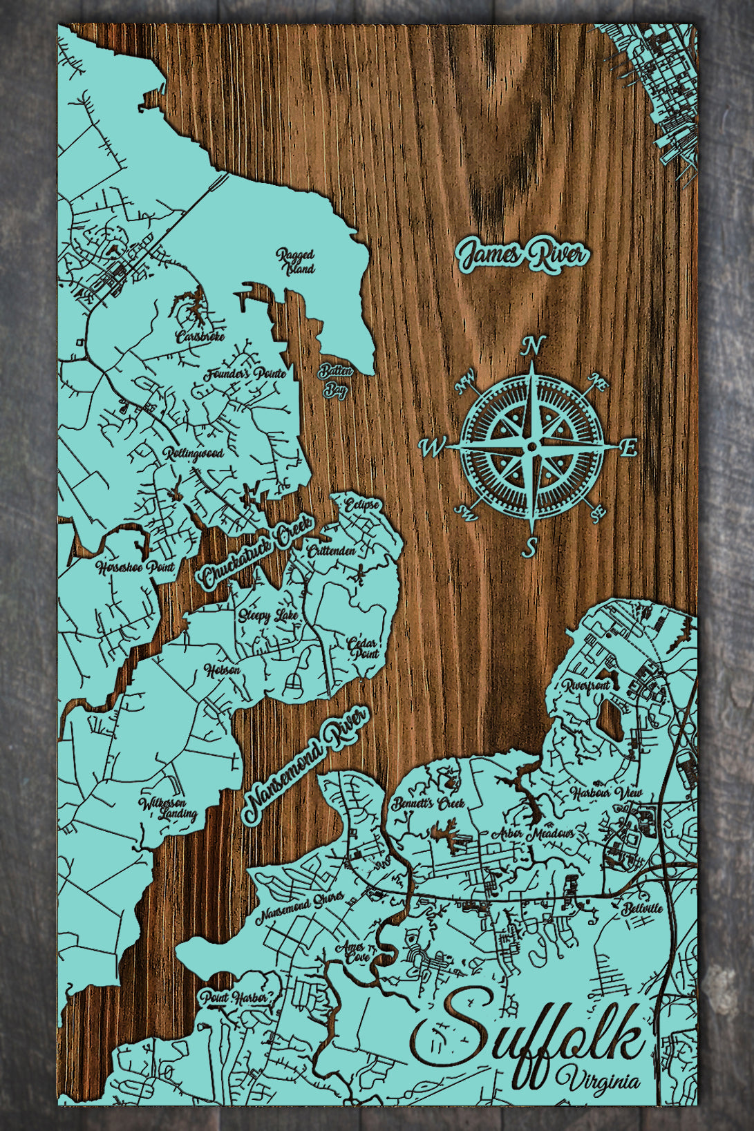 North Suffolk, Virginia Whimsical Map