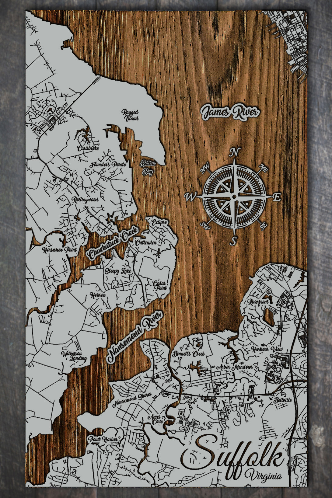 North Suffolk, Virginia Whimsical Map