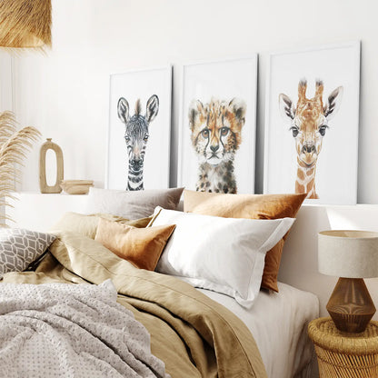 Neutral Safari Wall Art Poster Set Nursery Decor