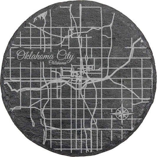 Oklahoma City, Oklahoma Round Slate Coaster