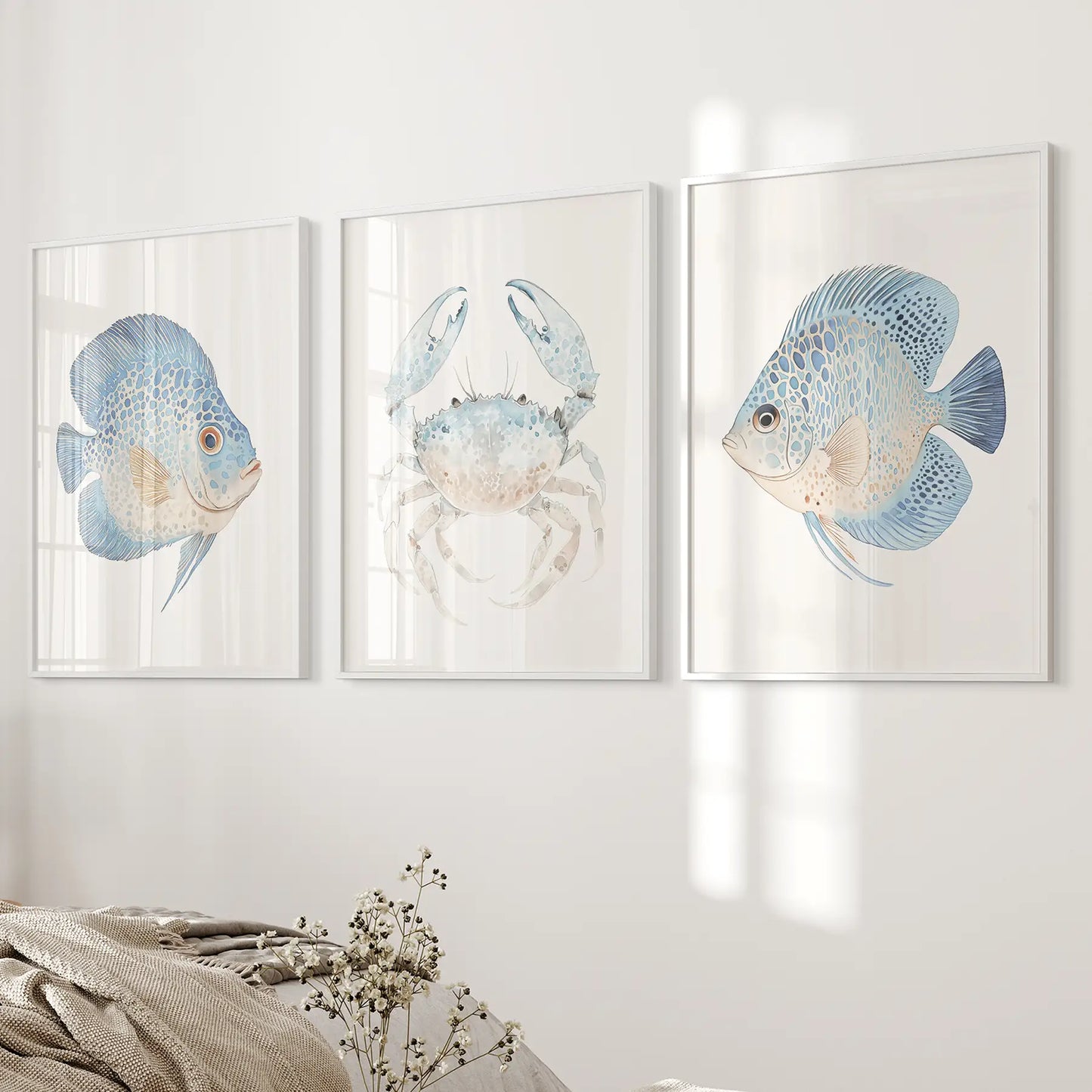 Minimalist Ocean Life Art. Marine Animals Decor