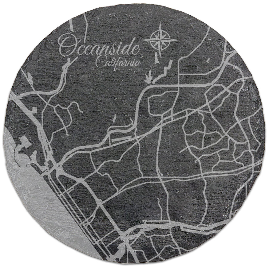 Oceanside, California Round Slate Coaster