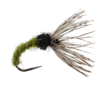 Olive Zebra Sakasa Kebari - 12 Tenkara Flies - Size 14